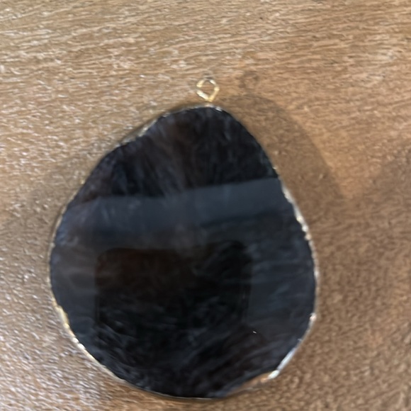 Genuine Specular Hematite Black Druzy dipped in Gold  filled Sides Pendant - Picture 3 of 5